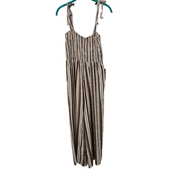 LunaChix Smocked Striped Cropped Jumpsuit NWT - Picture 1 of 7